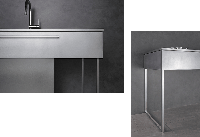 ワークトップとフレーム、線を揃えるという美しさ。