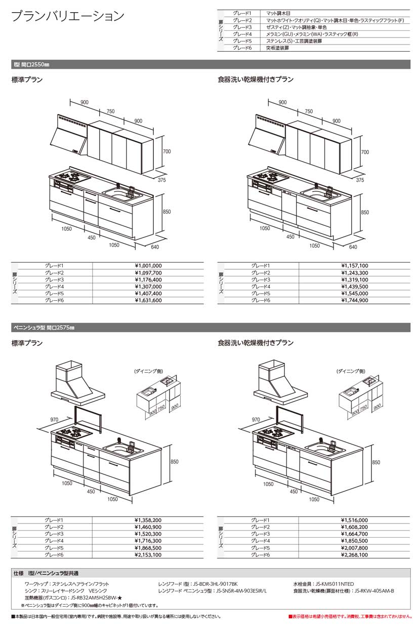 キッチン価格表